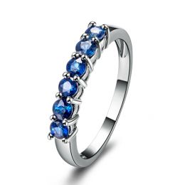 Anello Glamour - Oro Bianco, Riviera a Mezzo Giro di Zaffiri