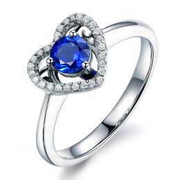 Anello Love Me Tender - Oro Bianco, Diamanti & Zaffiro Blu