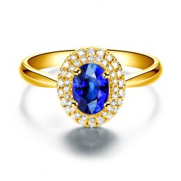 Anello Nasride - Oro Giallo, Diamanti & Zaffiro Blu