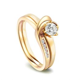 Anello di Fidanzamento Doppio Insieme - Oro Giallo 18kt, Diamanti | Gemperles