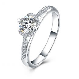 Bague Solitaire Amélia - Platine 0.45ct & Diamant Central 0.35ct | Gemperles