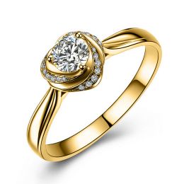 Anello Solitario di Fidanzamento Cuore di Rosa - Oro Giallo Lucido & Diamanti VS/G | Gemperles