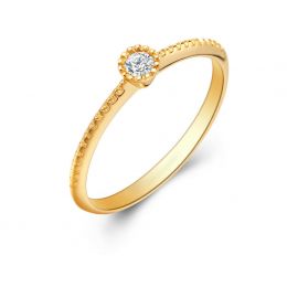 Anello di Fidanzamento Cristaline - Oro Giallo & Diamante Solitario