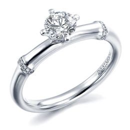 Bague Solitaire Bambou Végétal - Platine & Diamants 0.59ct | Gemperles