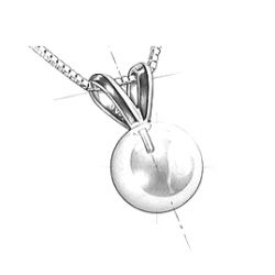Ciondolo XO - Oro Bianco, Diamanti e Perla di Fiume