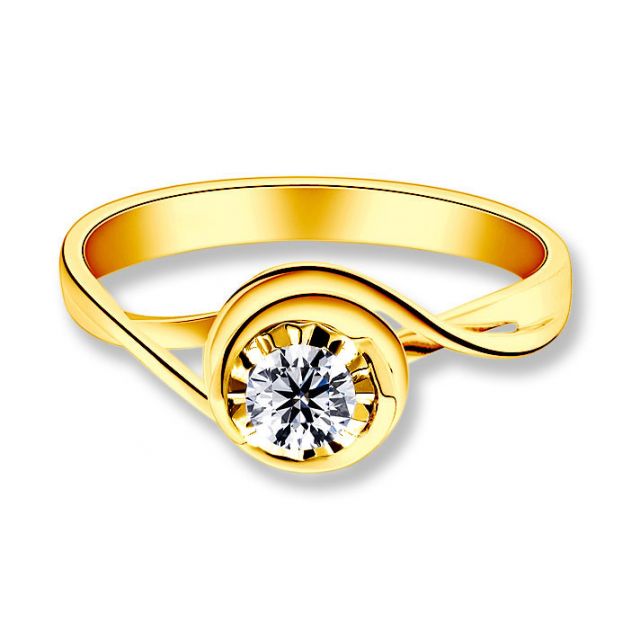 Anello di Fidanzamento Stregato - Oro Giallo & Diamante