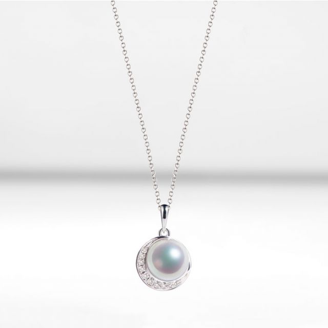 Ciondolo Hinata - Oro Bianco 18kt e Perla Akoya