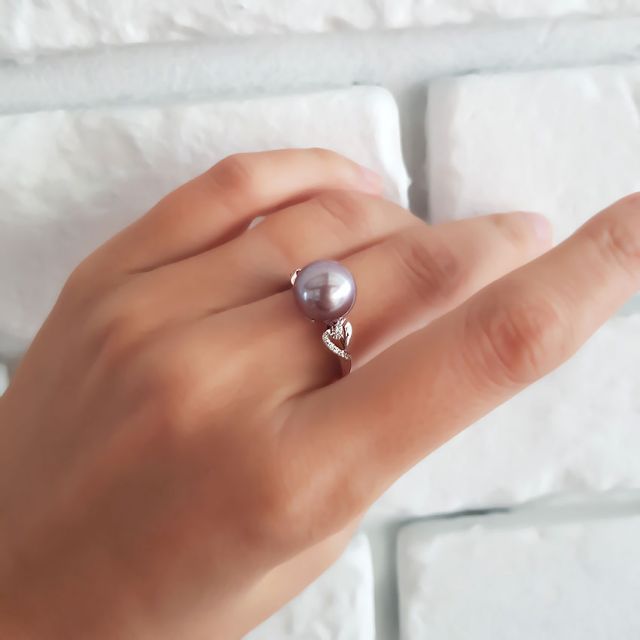 Anello Coeur de Perle - Oro Bianco, Perla d'Acqua Dolce Lavanda