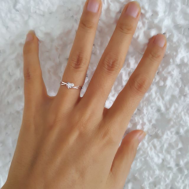 Anello di Fidanzamento Cuore Mio - Oro Bianco & Diamante Solitario | Gemperles