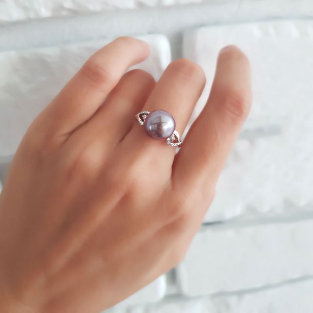 Anello Coeur de Perle - Oro Bianco, Perla d'Acqua Dolce Lavanda