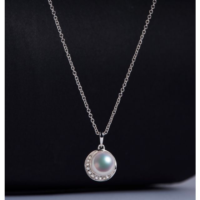 Ciondolo Hinata - Oro Bianco 18kt e Perla Akoya