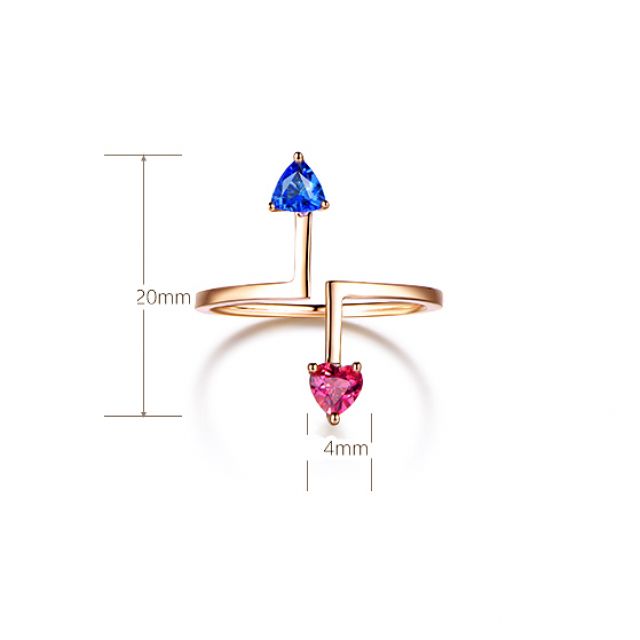 Bague Vice et Versa. saphirs Bleu et Rose. Or jaune