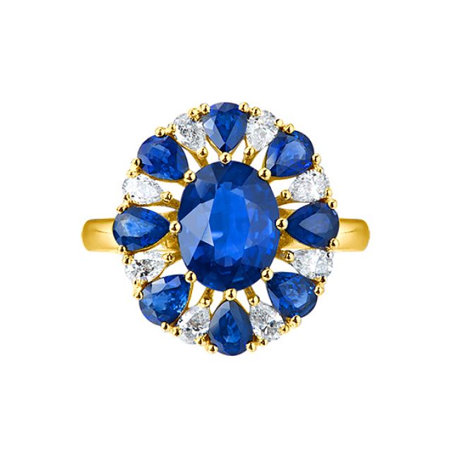 Anello Marguerite Du Cap - Oro Giallo, Diamanti & Zaffiri