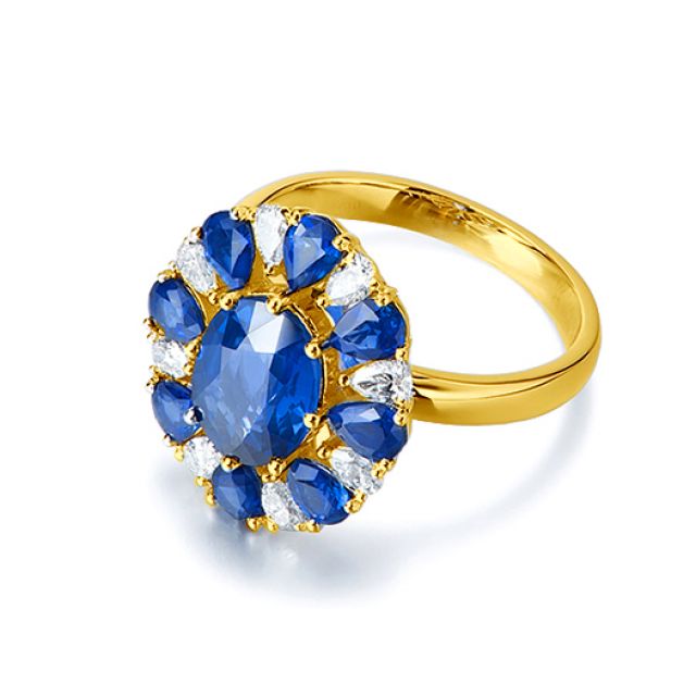 Anello Marguerite Du Cap - Oro Giallo, Diamanti & Zaffiri