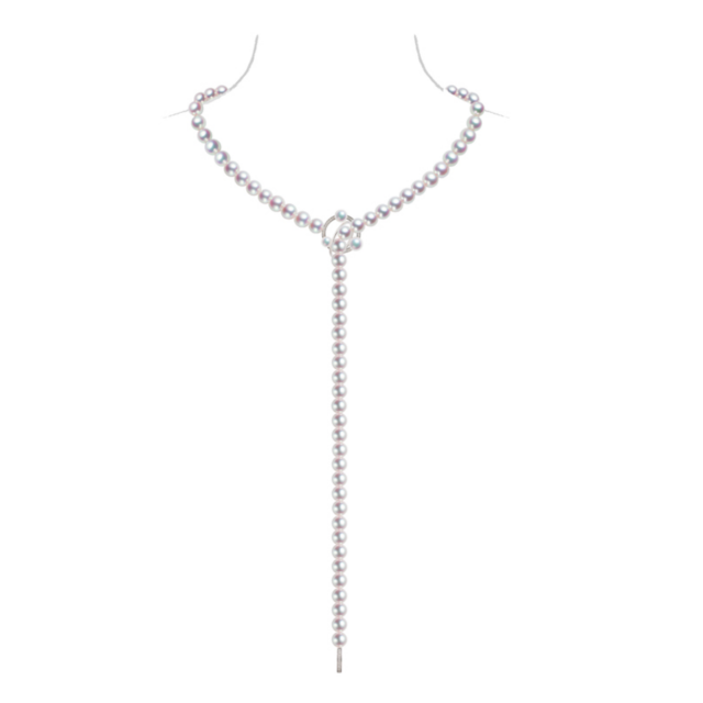 Collana Lunga Hajime  - Perle Akoya Bianche 90cm - AAA, 7.5/8mm | Gemperles