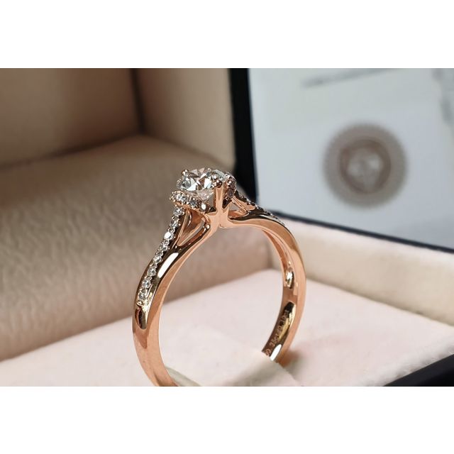 Anello di Fidanzamento Solitario Amelia - Oro Rosa 18kt & Diamanti | Gemperles