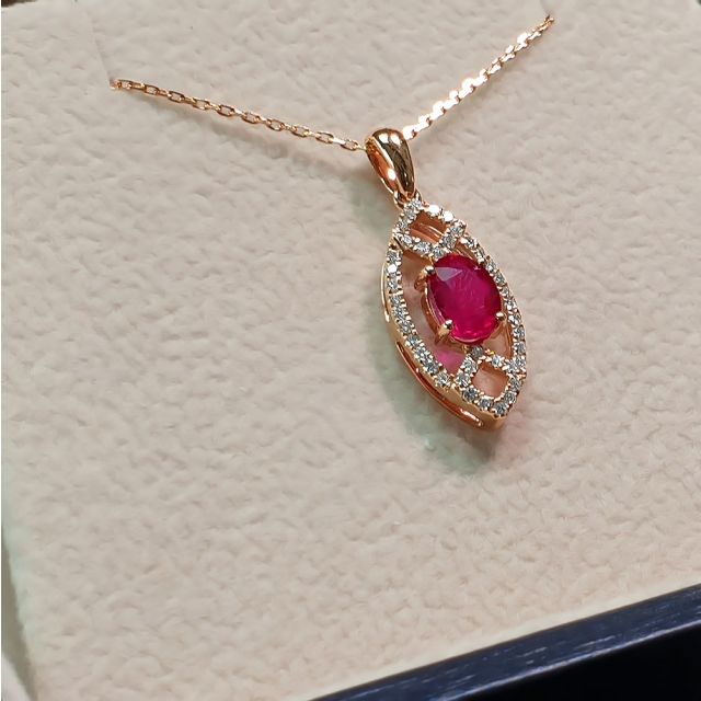 Ciondolo Eurydice Oro rosa 18ct - Rubino taglio ovale e diamanti