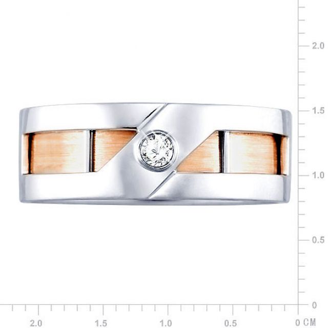 Anello Uomo - Oro bianco, rosa - Diamante 0.060ct