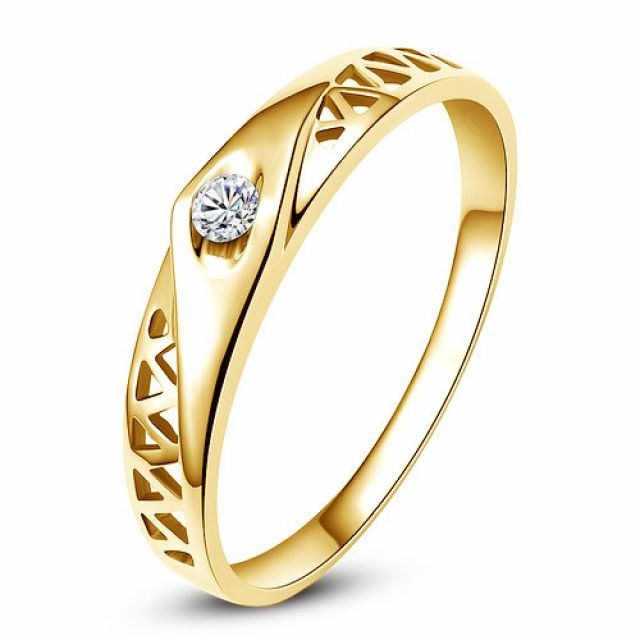 Fede Nuziale Donna Eileen - Oro Giallo 18kt e Diamanti VS/G