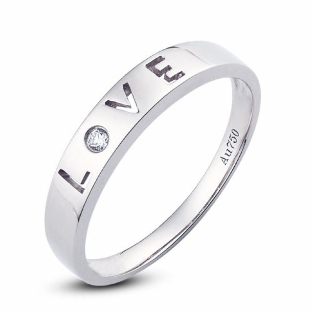 Fede Nuziale Donna Love for Ever - Oro Bianco e Diamante VS/G