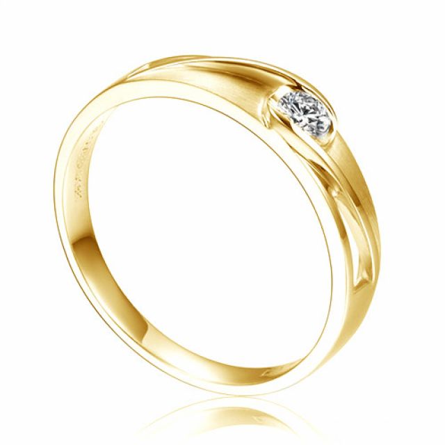 Fede Nuziale da Donna Angèle - Oro Giallo 18kt e Diamante Centrale