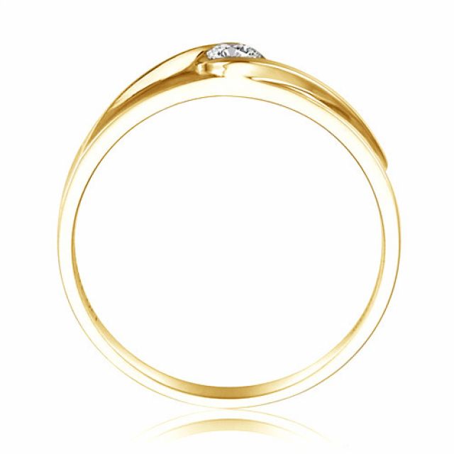 Fede Nuziale da Donna Angèle - Oro Giallo 18kt e Diamante Centrale