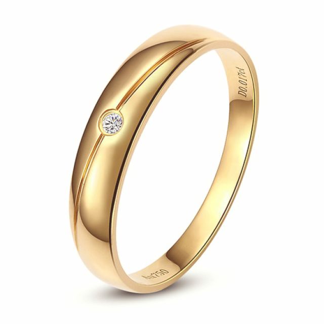 Fede Nuziale per Donna Coralis - Oro Giallo 18kt e Diamante