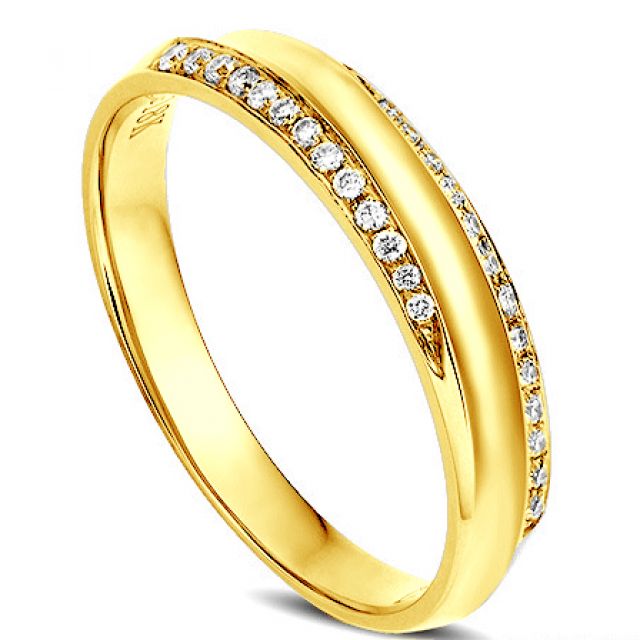 Fede Donna. Oro giallo. Diamanti incastonati 0.110ct