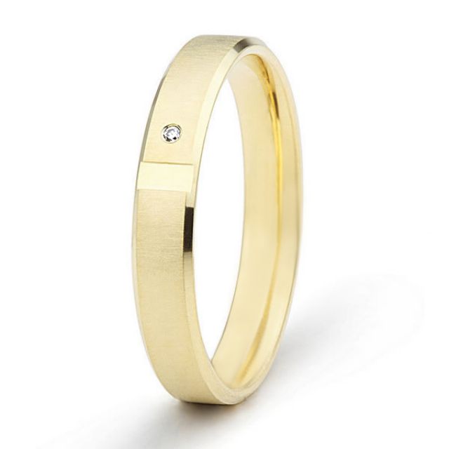 Fede nuziale donna. Oro giallo 18ct e diamanti | Bleuzenn