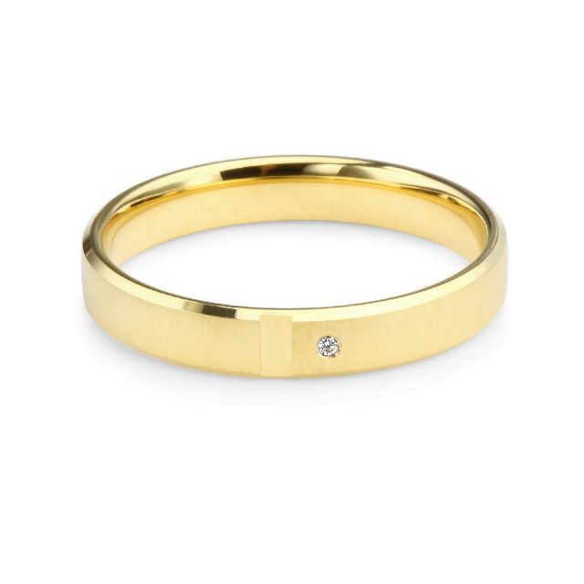 Fede nuziale donna. Oro giallo 18ct e diamanti | Bleuzenn