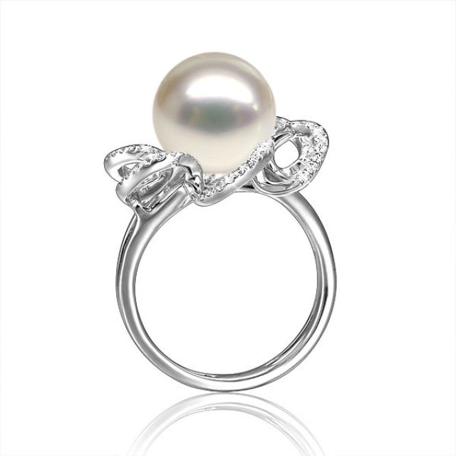 Anello Fleur Perlée - Oro Bianco, Perla d'Acqua Dolce Bianca