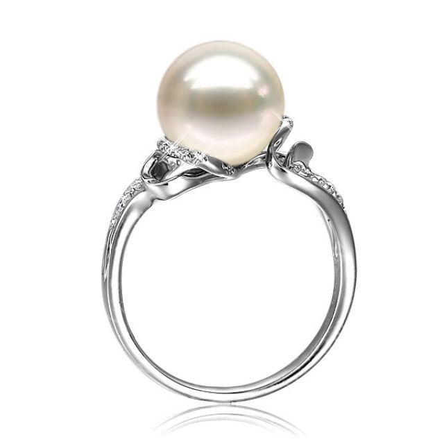 Anello Corinthe - Oro Bianco, Perla d'Acqua Dolce