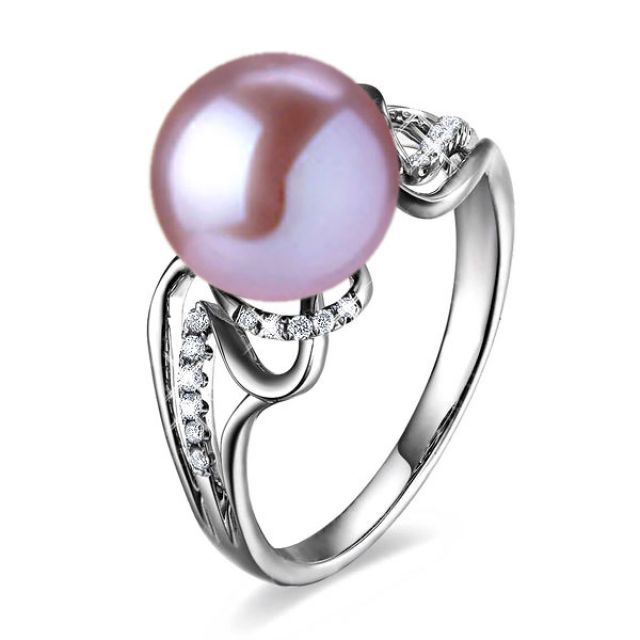 Anello Corinthe - Oro Bianco, Perla d'Acqua Dolce