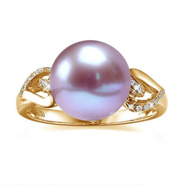 Anello Coeur de Perle - Oro Giallo, Perla d'Acqua Dolce Lavanda