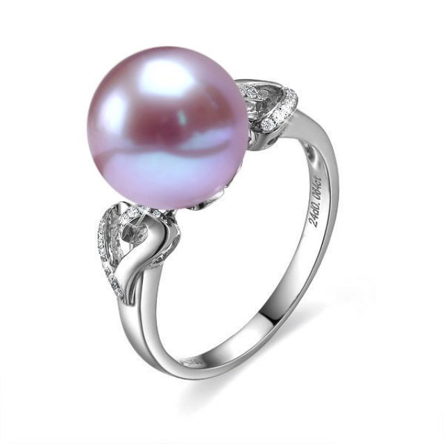 Anello Coeur de Perle - Oro Bianco, Perla d'Acqua Dolce Lavanda