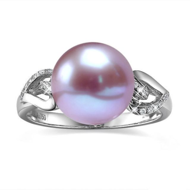 Anello Coeur de Perle - Oro Bianco, Perla d'Acqua Dolce Lavanda