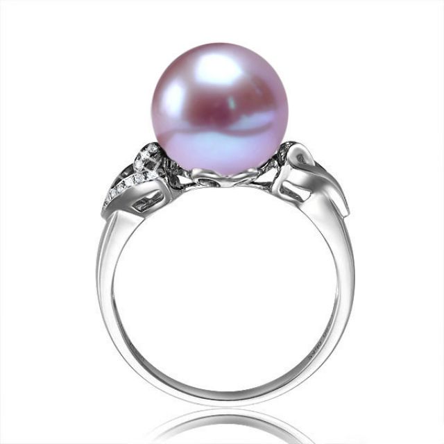 Anello Coeur de Perle - Oro Bianco, Perla d'Acqua Dolce Lavanda