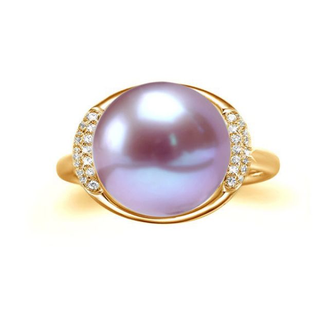 Anello Circulaire - Oro Giallo, Perla d'Acqua Dolce Lavanda