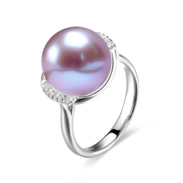 Anello Circulaire - Oro Bianco, Perla d'Acqua Dolce Lavanda