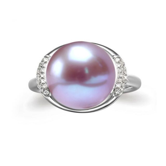 Anello Circulaire - Oro Bianco, Perla d'Acqua Dolce Lavanda