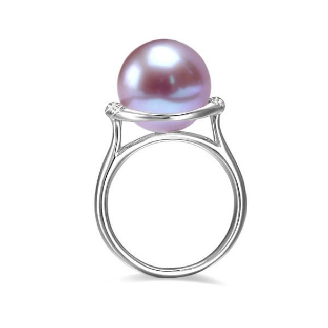 Anello Circulaire - Oro Bianco, Perla d'Acqua Dolce Lavanda