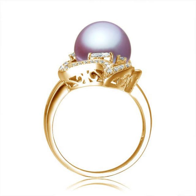 Anello Végétale - Oro Giallo, Perla d'Acqua Dolce Lavanda