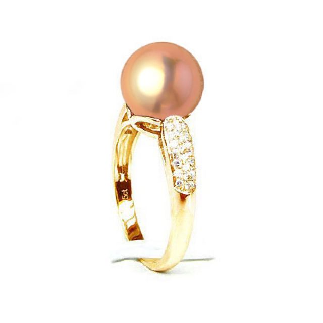 Anello Cyrène - Oro Giallo, Perla d'Acqua Dolce Rosa