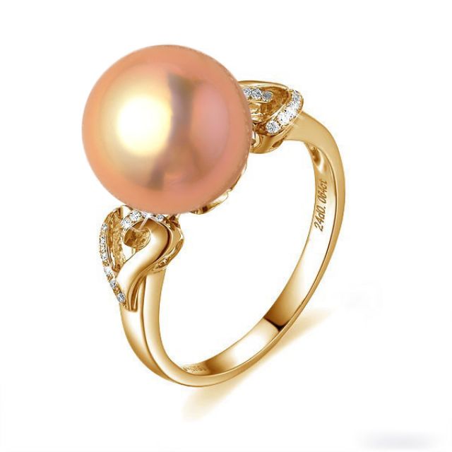 Anello Coeur de Perle - Oro Giallo, Perla d'Acqua Dolce Rosa