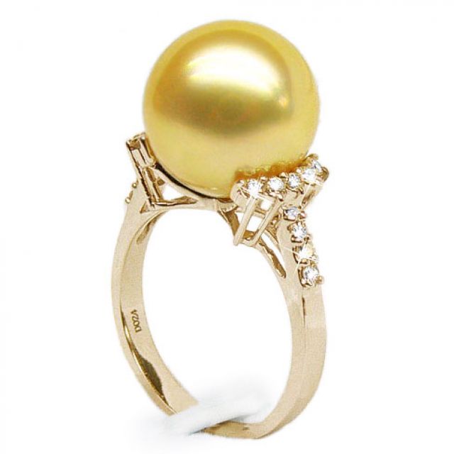 Anello Montebello - Perla dei Mari del Sud Dorata e Oro Giallo