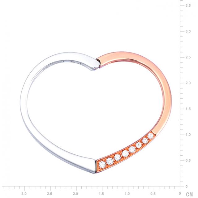 Anello ciondolo cuore - Oro bianco, rosa e diamanti 0190ct