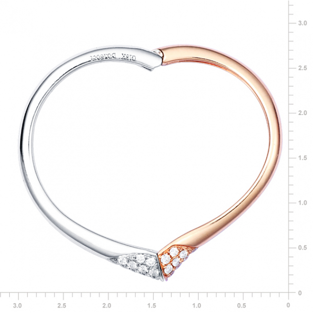 Anello ciondolo cuore - Oro bianco, rosa e diamanti 0160ct