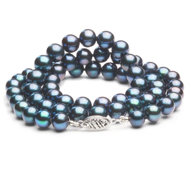 Collana Joséphine Baker  - Perle d'Acqua Dolce Nere - 7/7.5mm, AAA