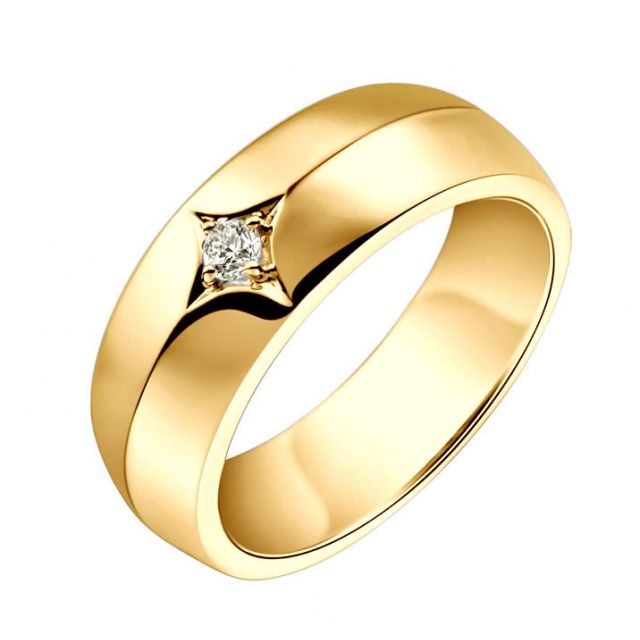 Anello per Uomo in Oro giallo 18ct. Diamante centrale | Borgia