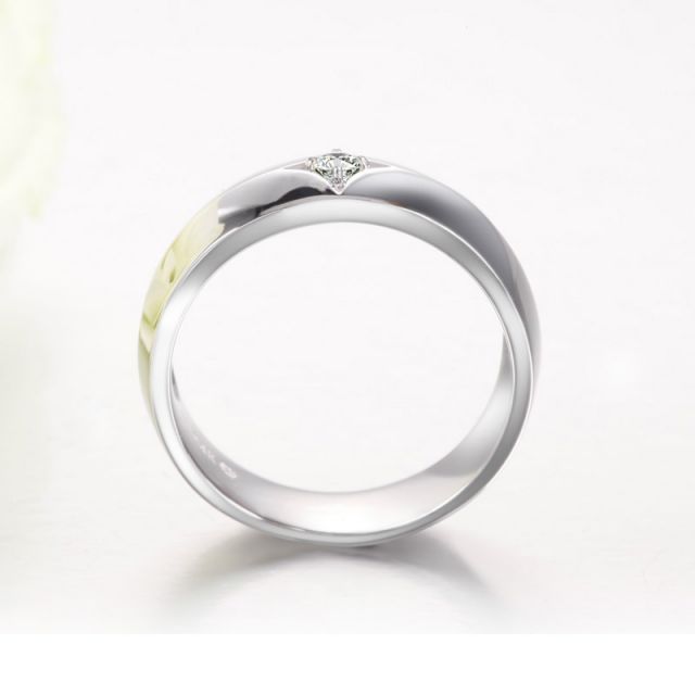 Anello per Uomo in Oro bianco 18ct. Diamante centrale | Borgia